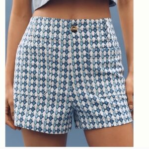 Blue Patterned Women Shorts